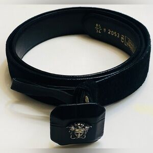 Versace Black Croc Leather Belt Size 35